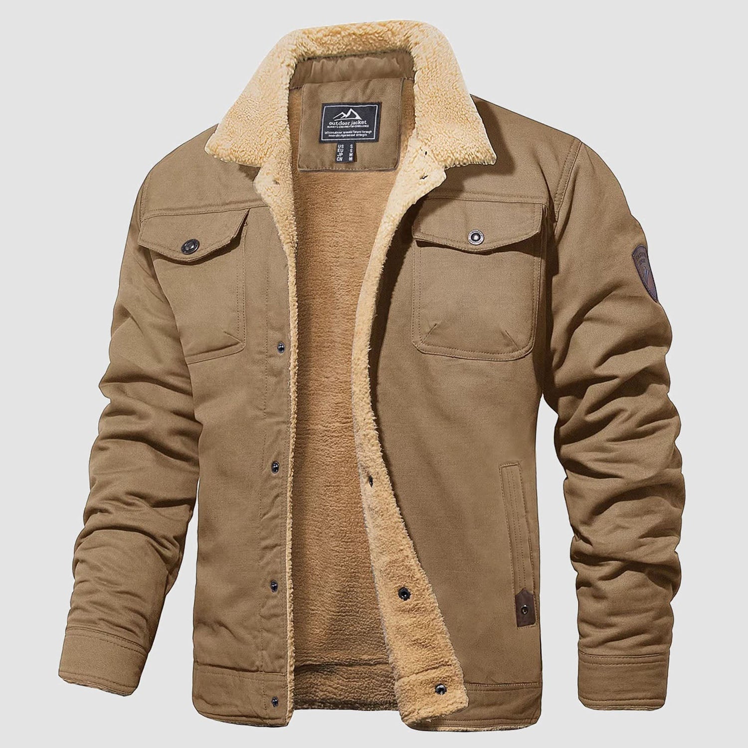 Men's Sherpa Lined Jacket with Multi Pockets